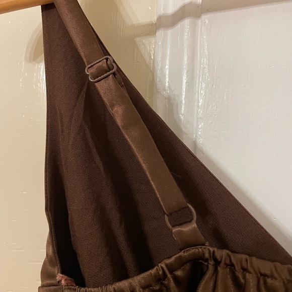 Satin chocolate brown cami with sparkly details - Picture 4 of 5